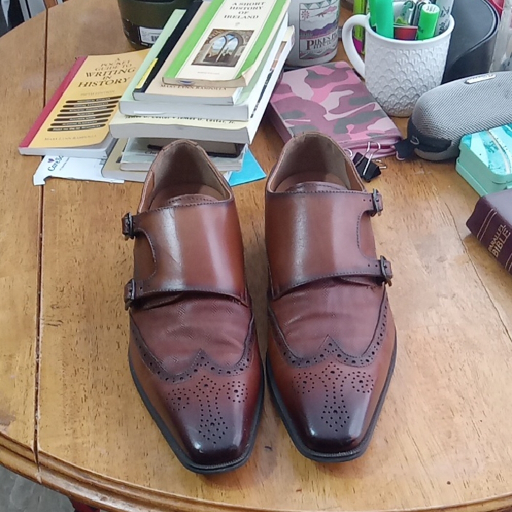 La Milano Men's Brown Double Monk Strap Shoes